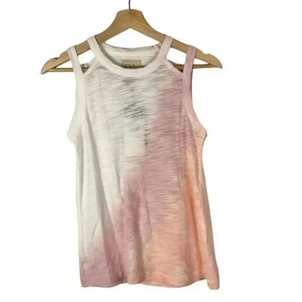Chaser Cut Out Moon Ring Wash Tank Top XS
